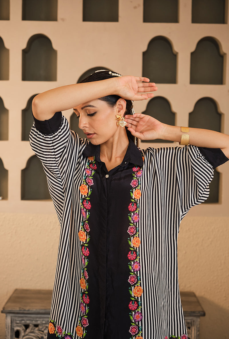 Black Floral Chintz Kaftaan Style Goonj Co-Ord Set