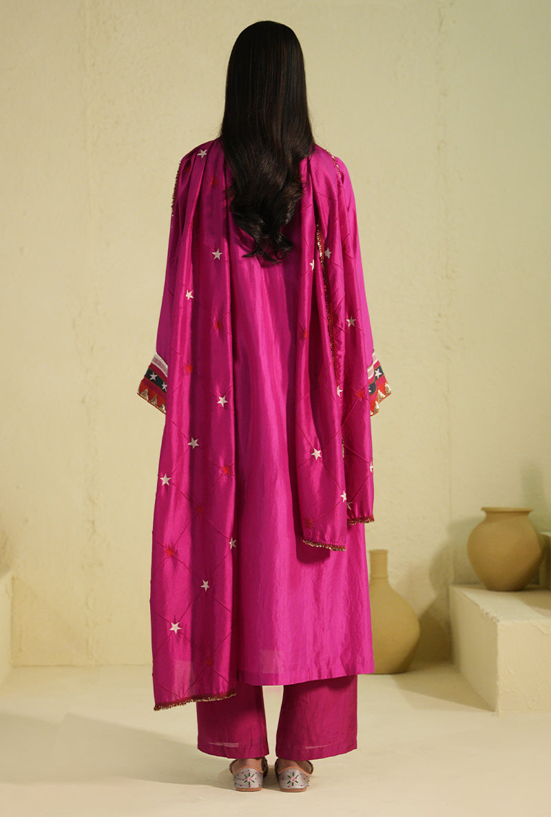 Hot Pink Pintuck Noorie Kurta Set