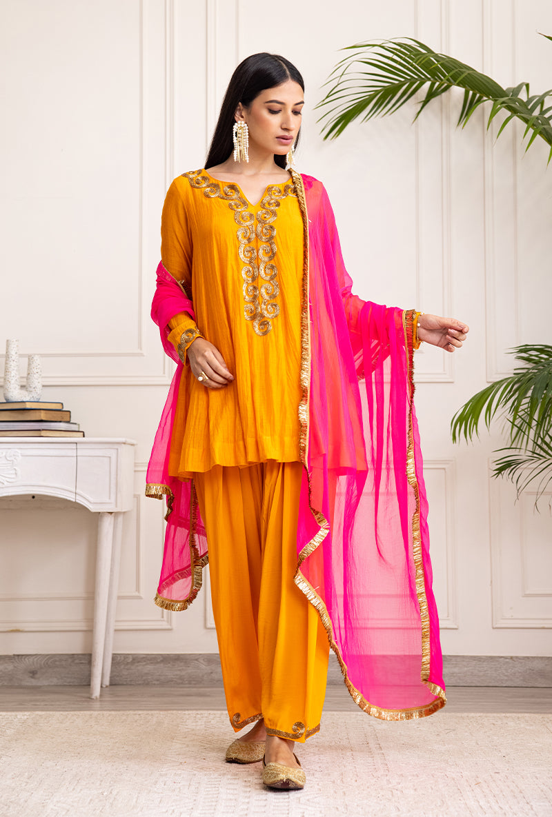 Orange Spiral Soha Salwar Set