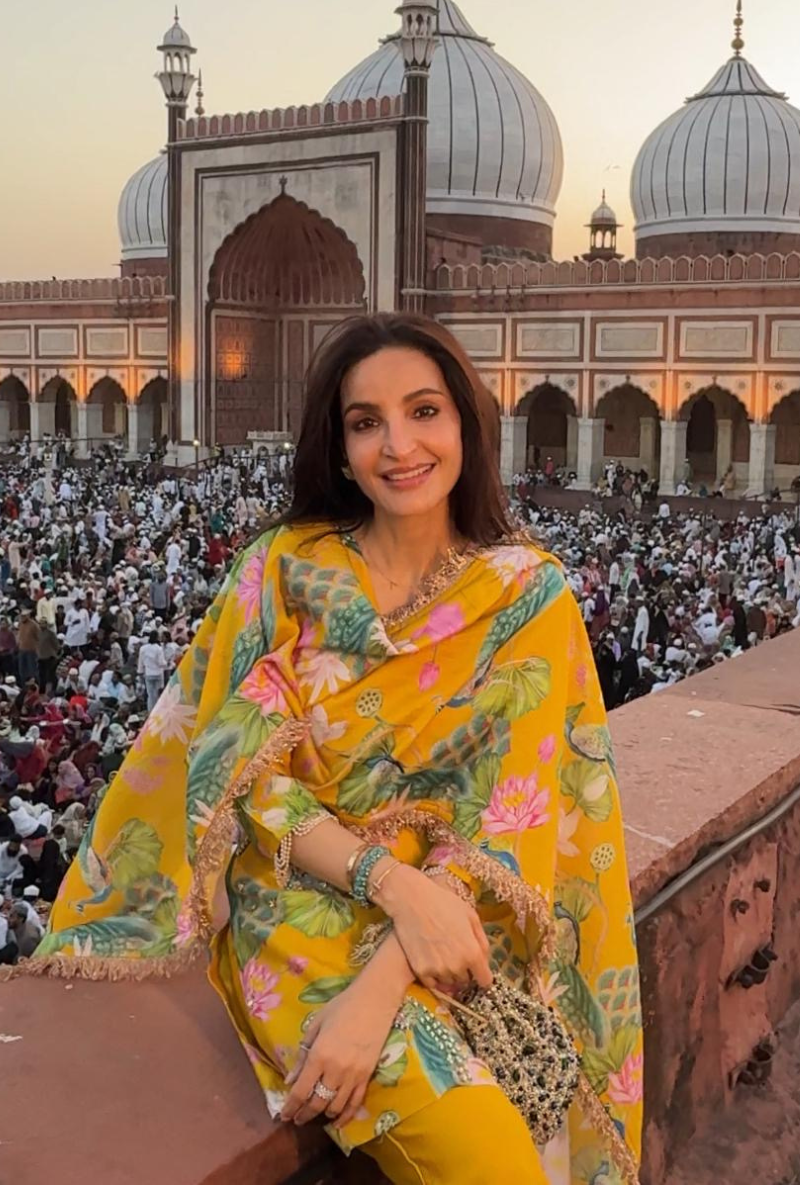 Sumaya Dalmia in Yellow Printed Short Kamli Kurta Set