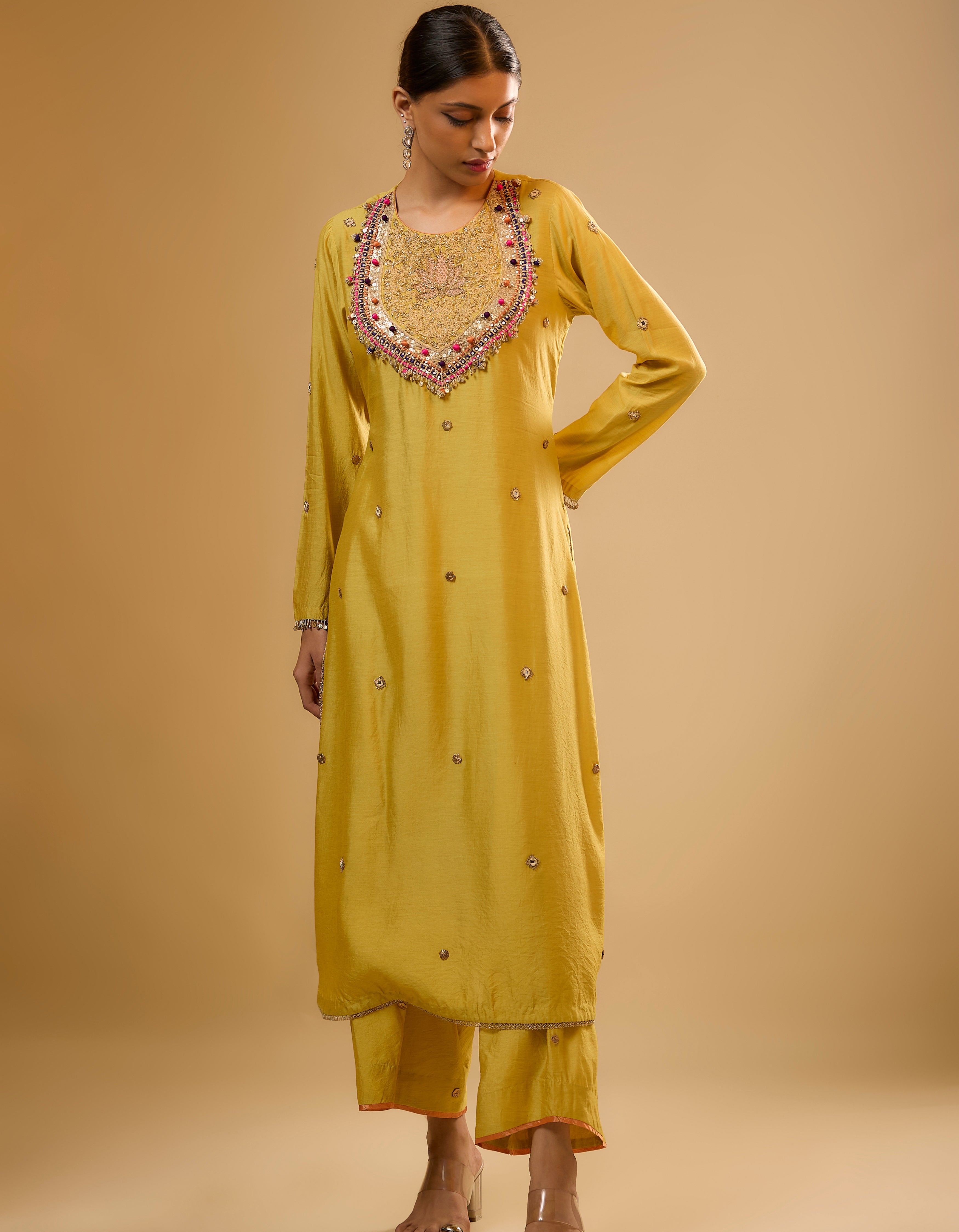 Yellow Lotus Yoke Rani Kurta Set