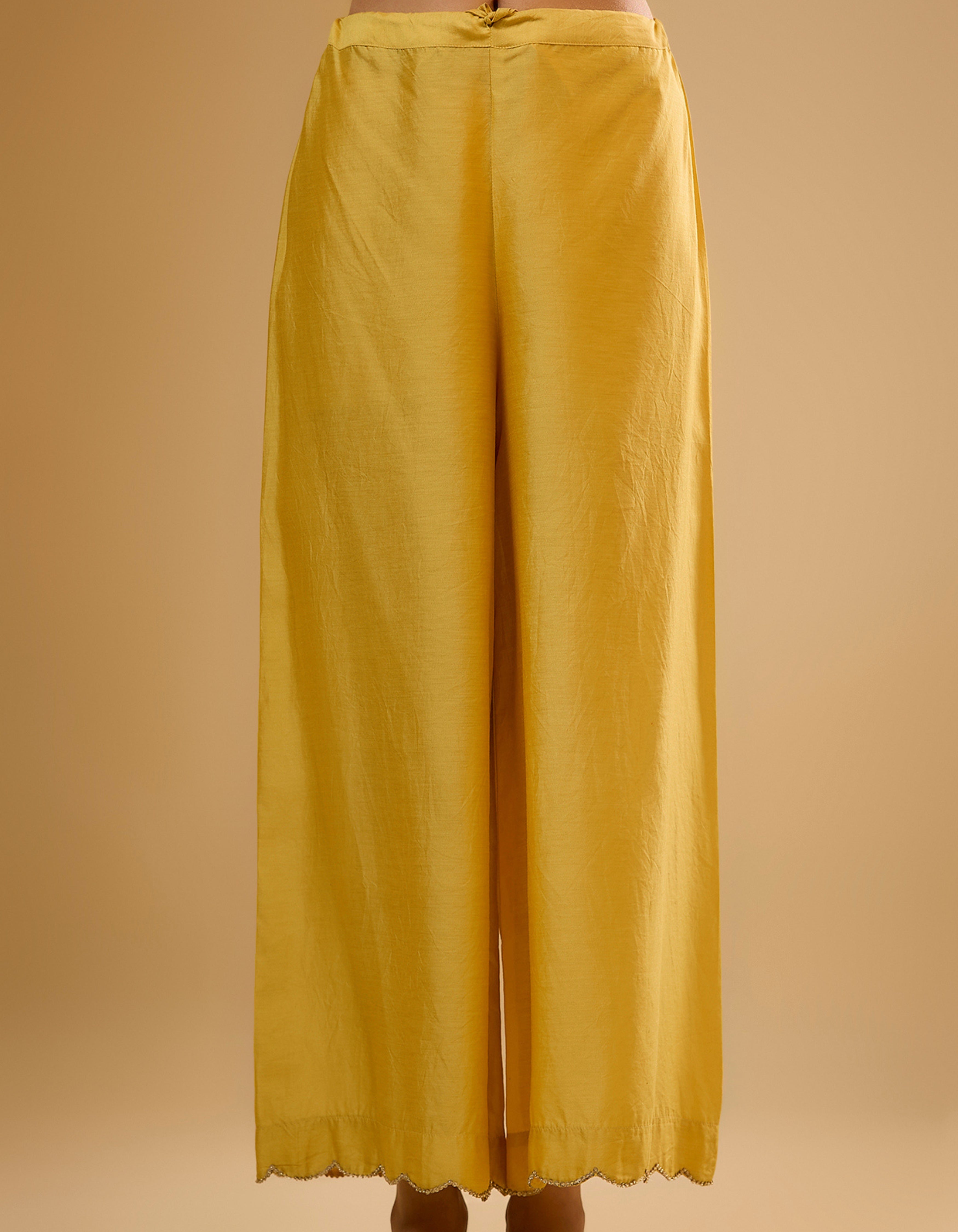 Yellow Stripe Yoke Rani Kurta Set