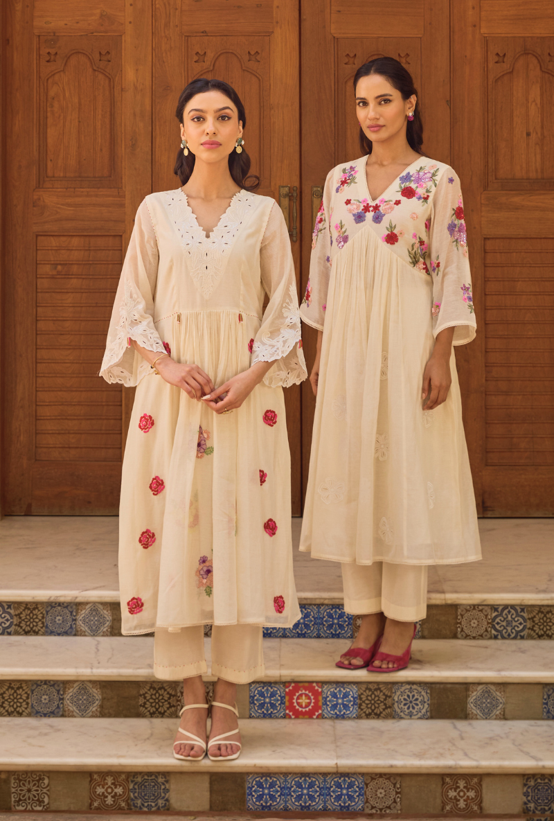 Ivory Empire Cut Applique Anaardana Anarkali Set