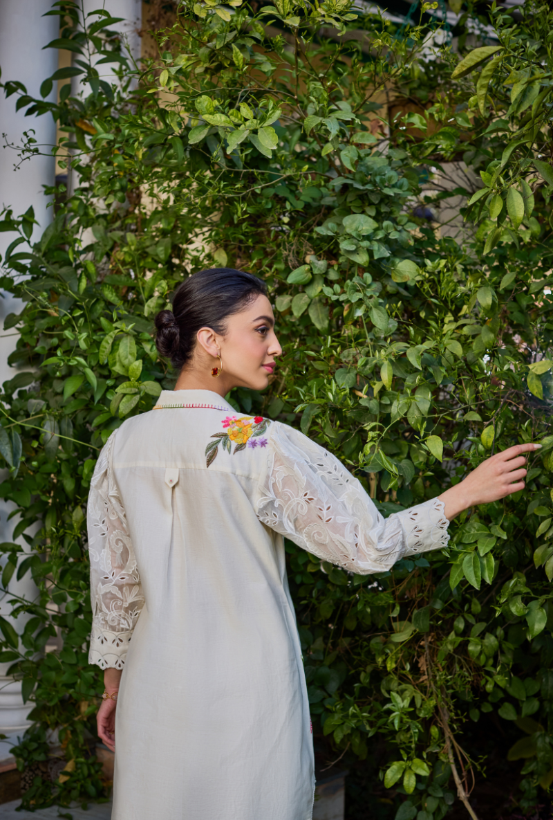 Ivory Collared Button Down Anaardana Co-Ord Set