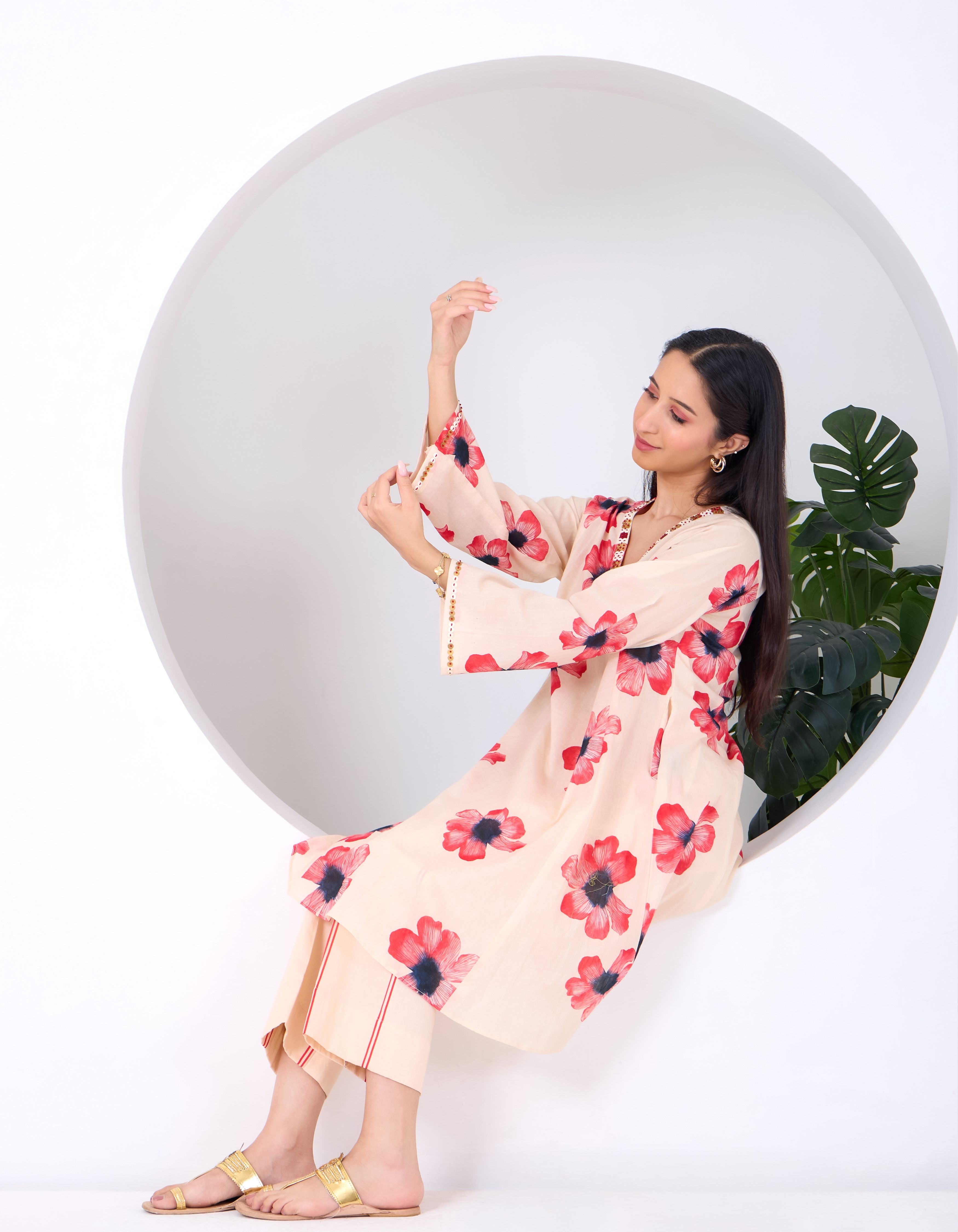 Peach Cornflower June Co-ord Set