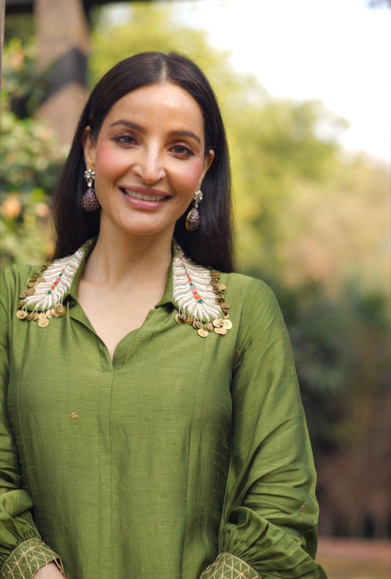 SUMAYA DALMIA IN Green Pankh Collar Adhira Kurta Set