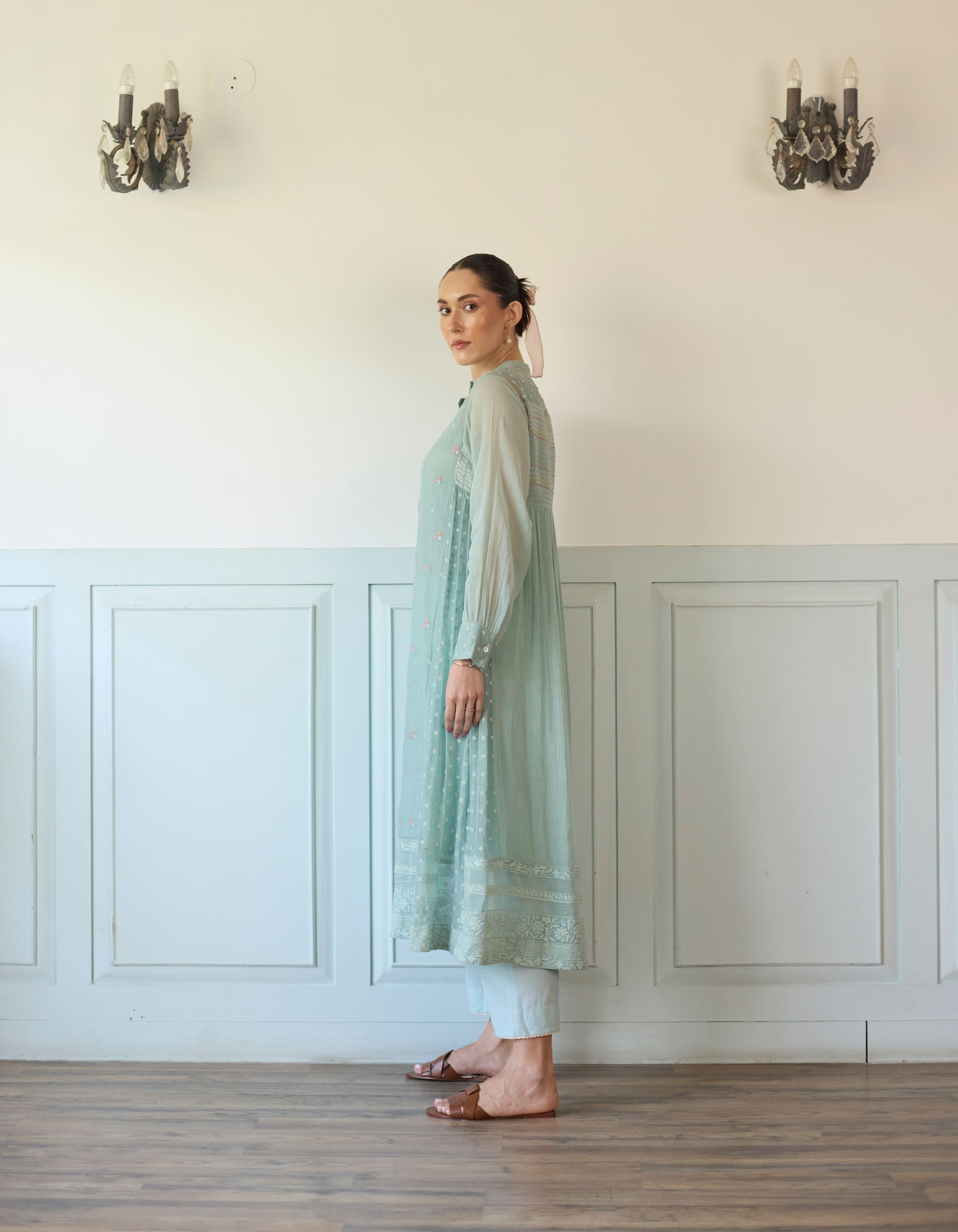 Pastel Blue All Over Embroidered Amelia Kurta Set