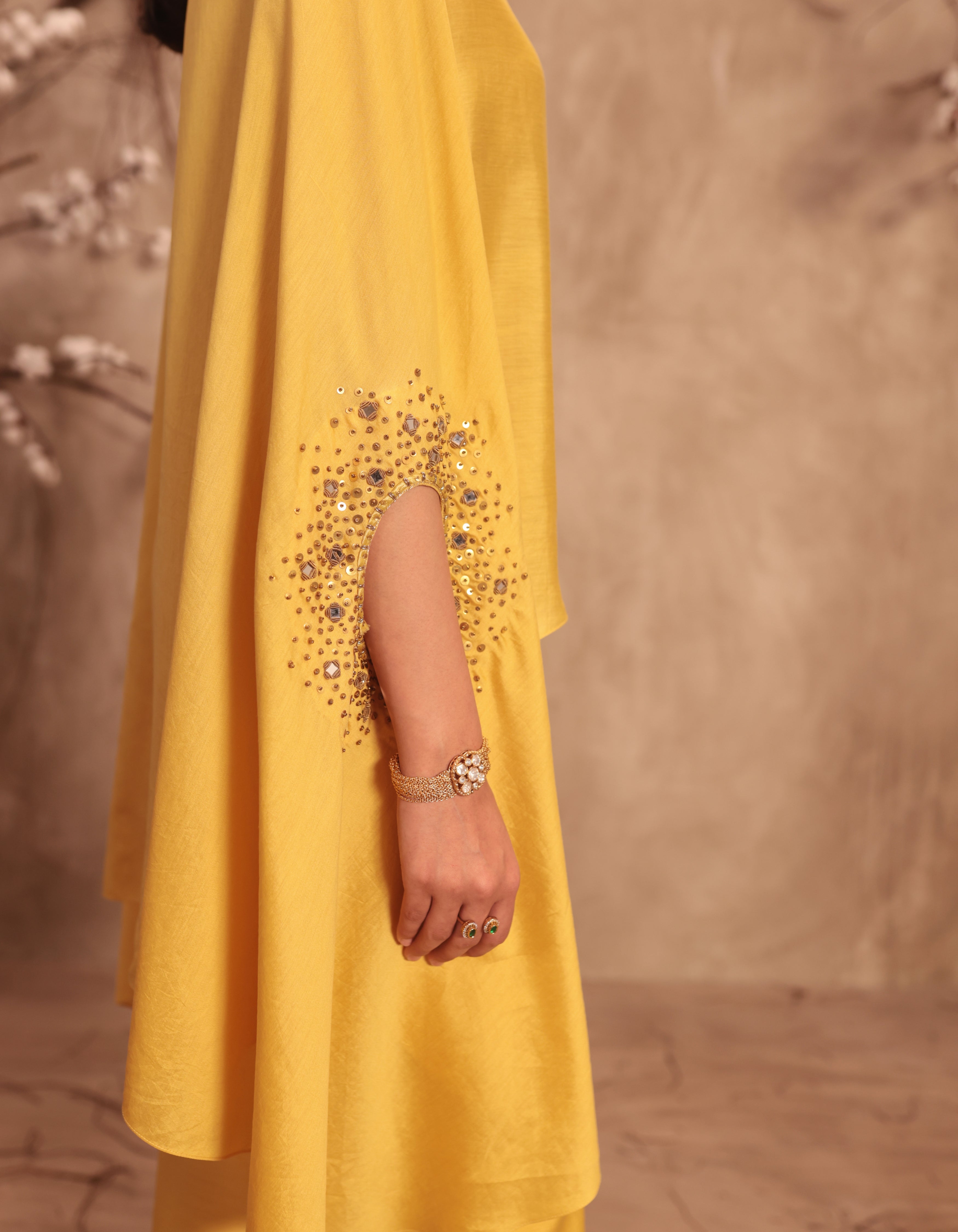 Dark Yellow Cape Rani Co-ord Set