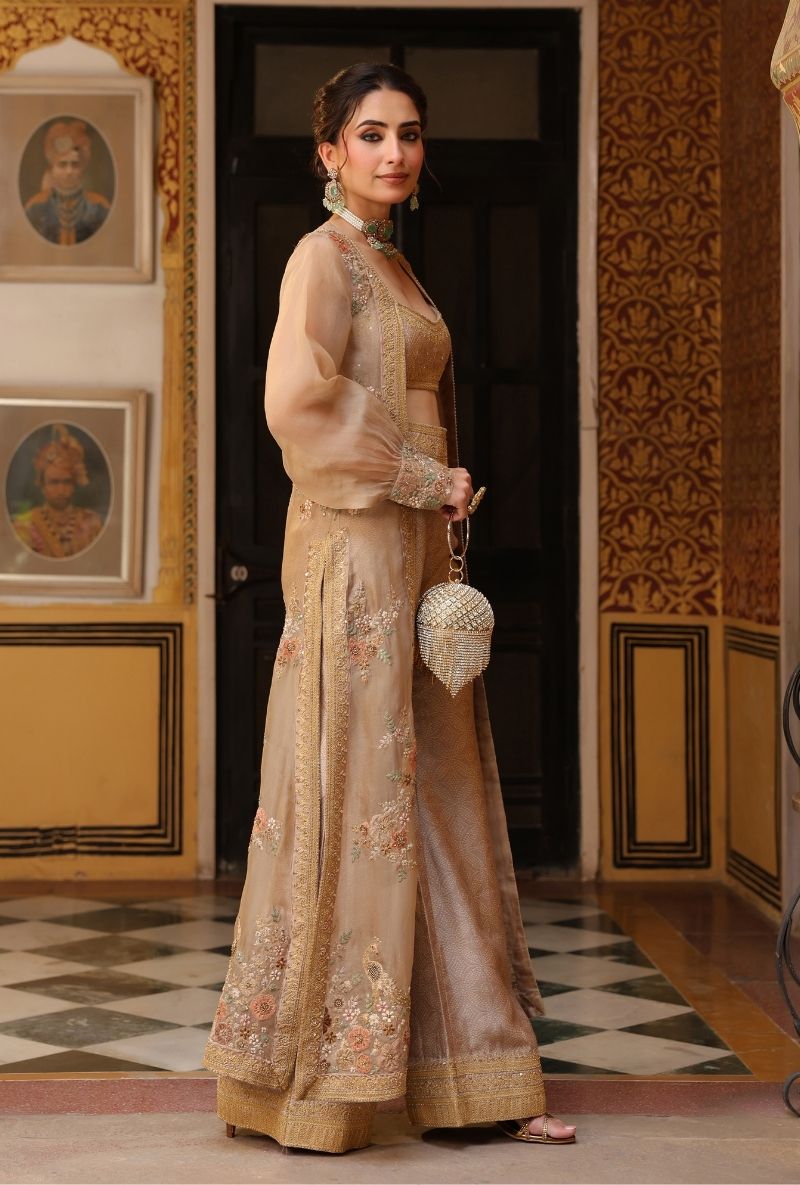 Ivory Mehfil Cape Set