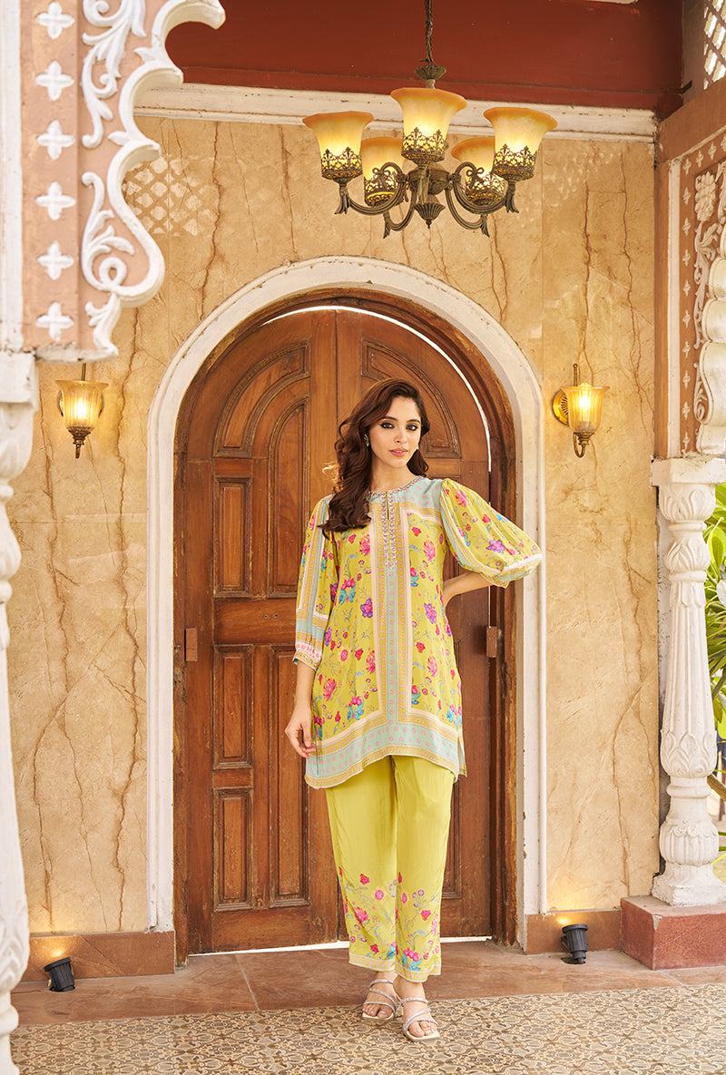 Lime Khawaab Floral Print Roza Co-ord Set