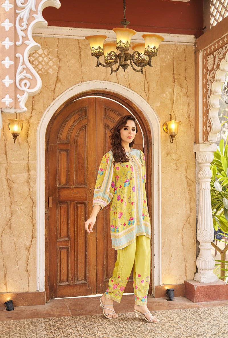 Lime Khawaab Floral Print Roza Co-ord Set