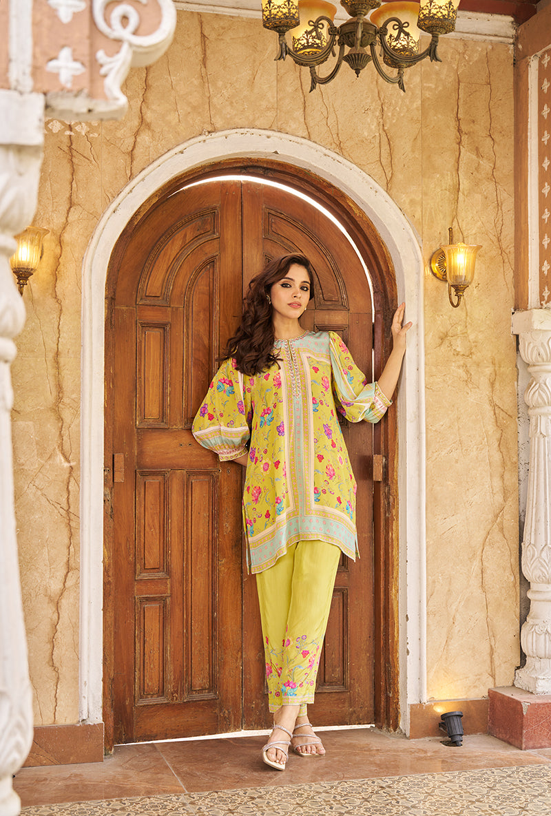 Lime Khawaab Floral Print Roza Co-ord Set