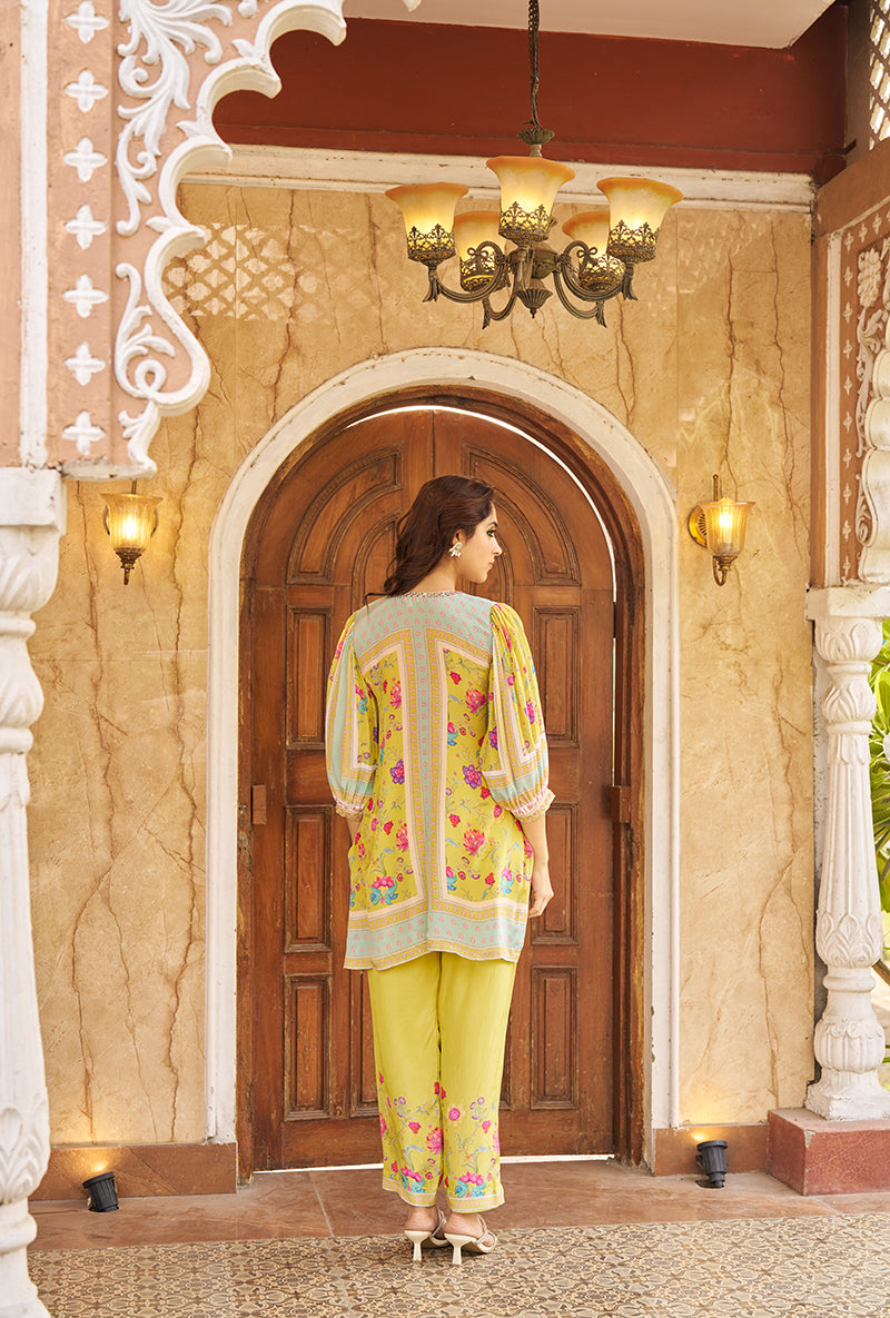 Lime Khawaab Floral Print Roza Co-ord Set