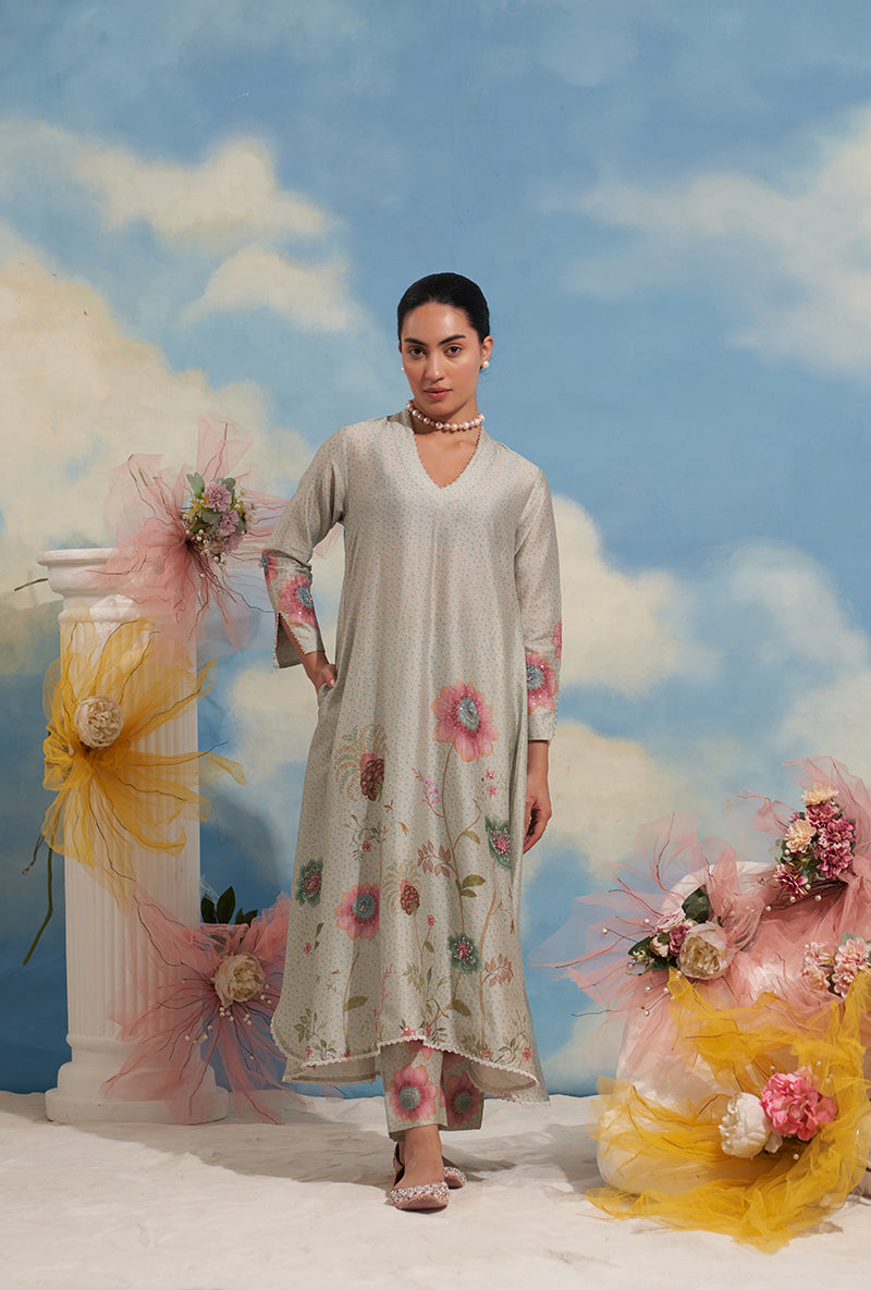 Ivory Mughal Phool Made In Heaven Kurta Set