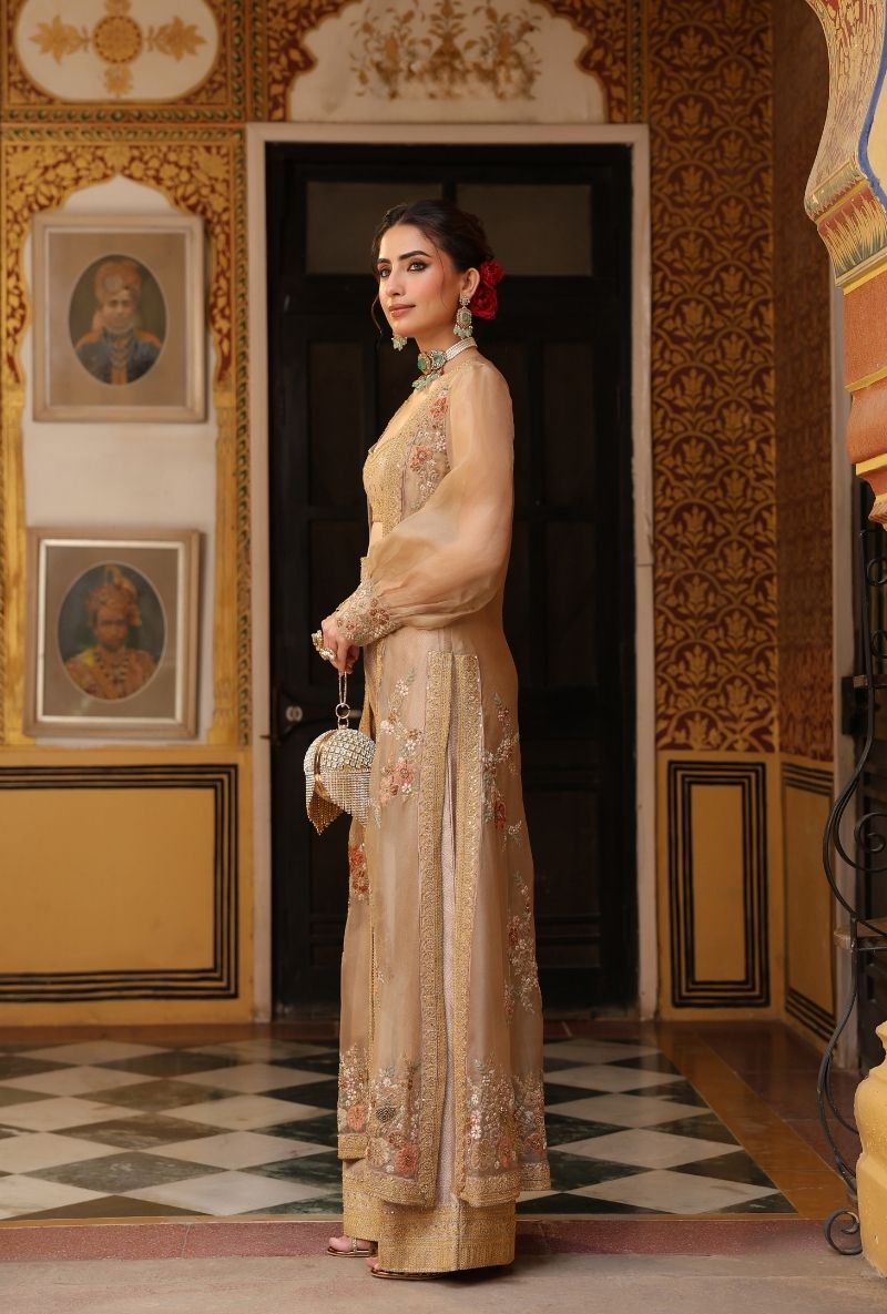 Ivory Mehfil Cape Set