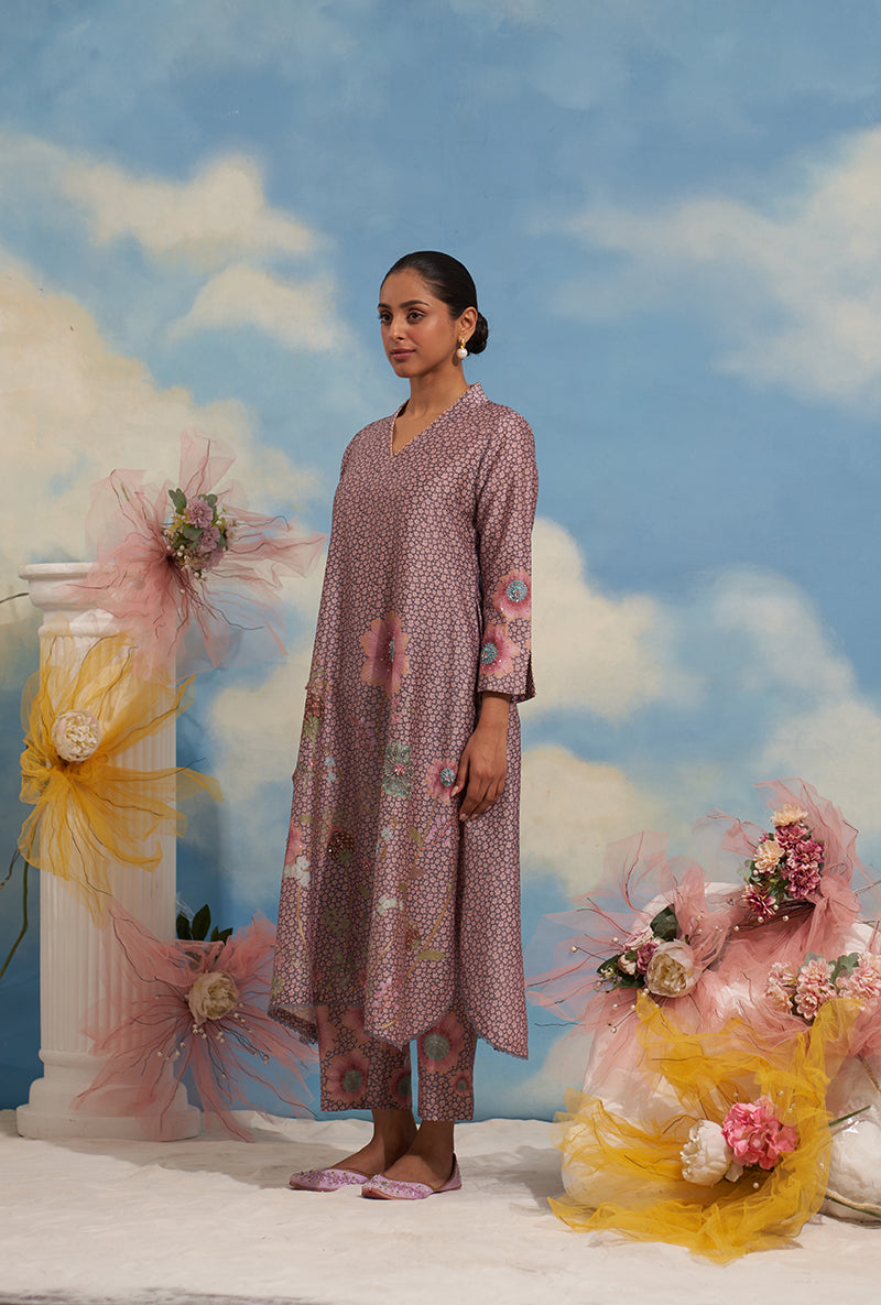 Purple Mughal Phool Made In Heaven Kurta Set
