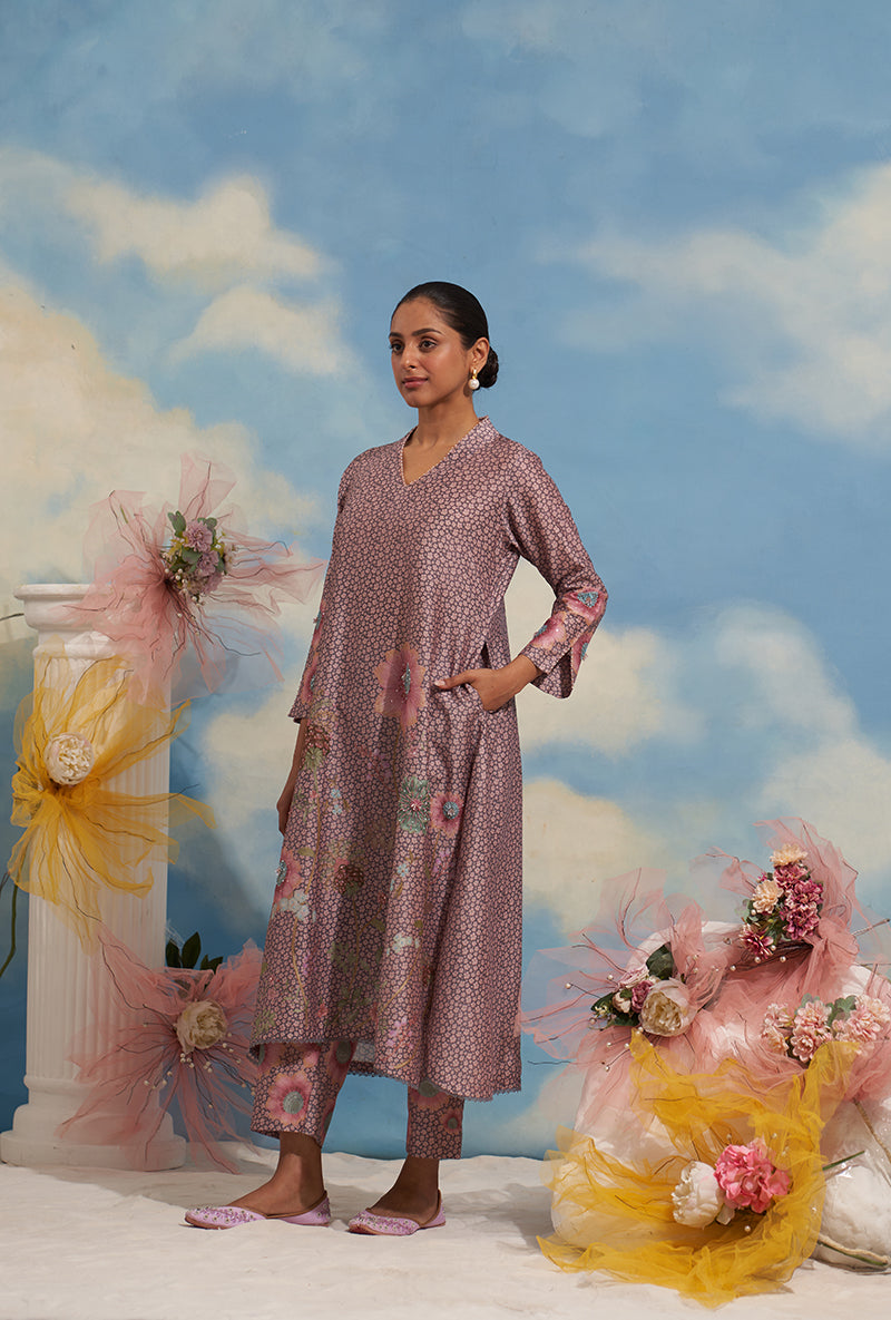 Purple Mughal Phool Made In Heaven Kurta Set