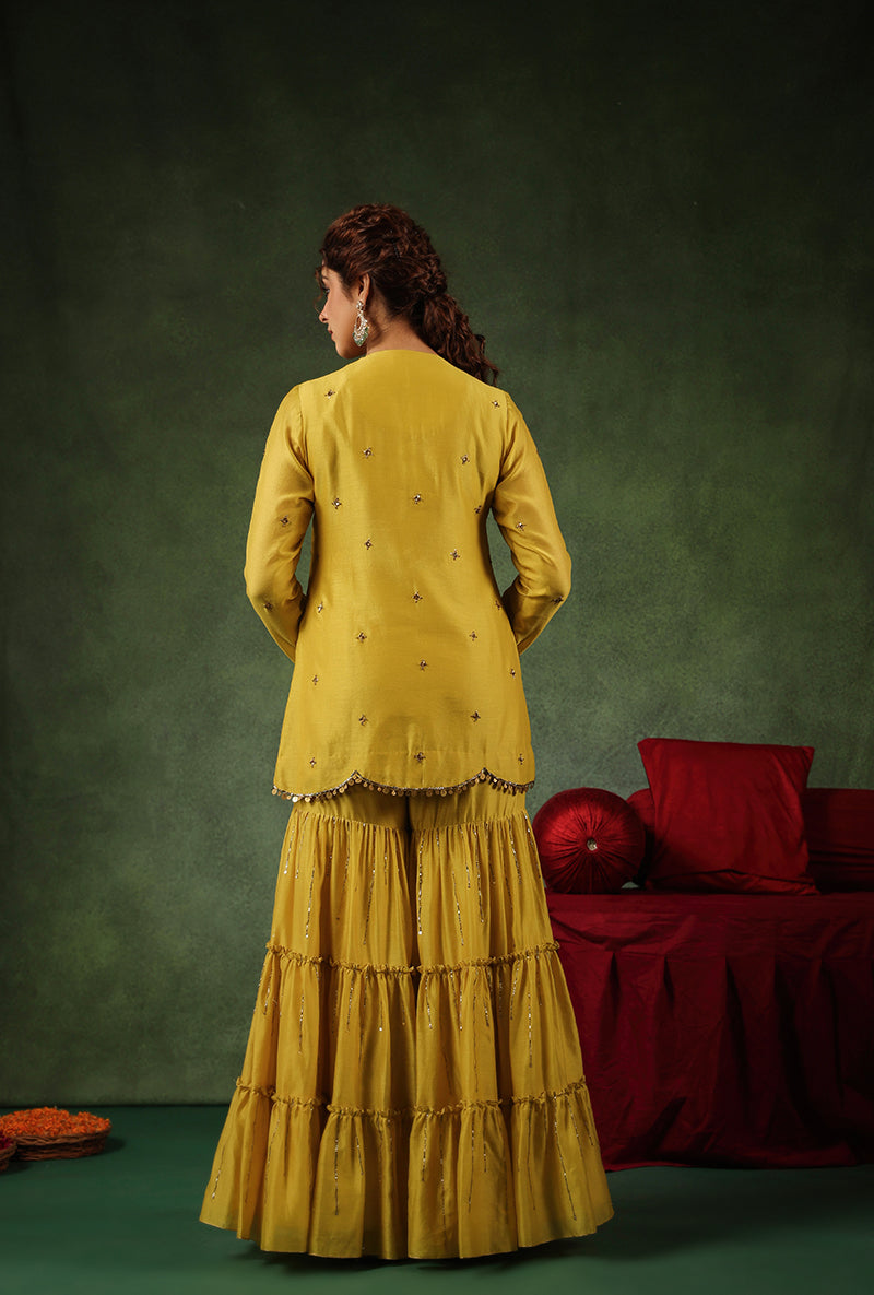 Yellow Zardosi Work Ishq Gharara Set