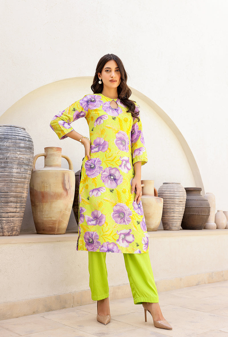 Green Garden Printed Straight Magnolia Kurta Set