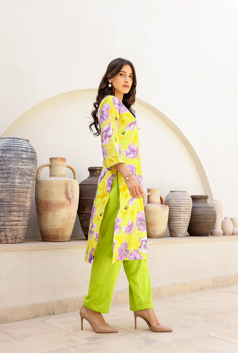 Green Garden Printed Straight Magnolia Kurta Set