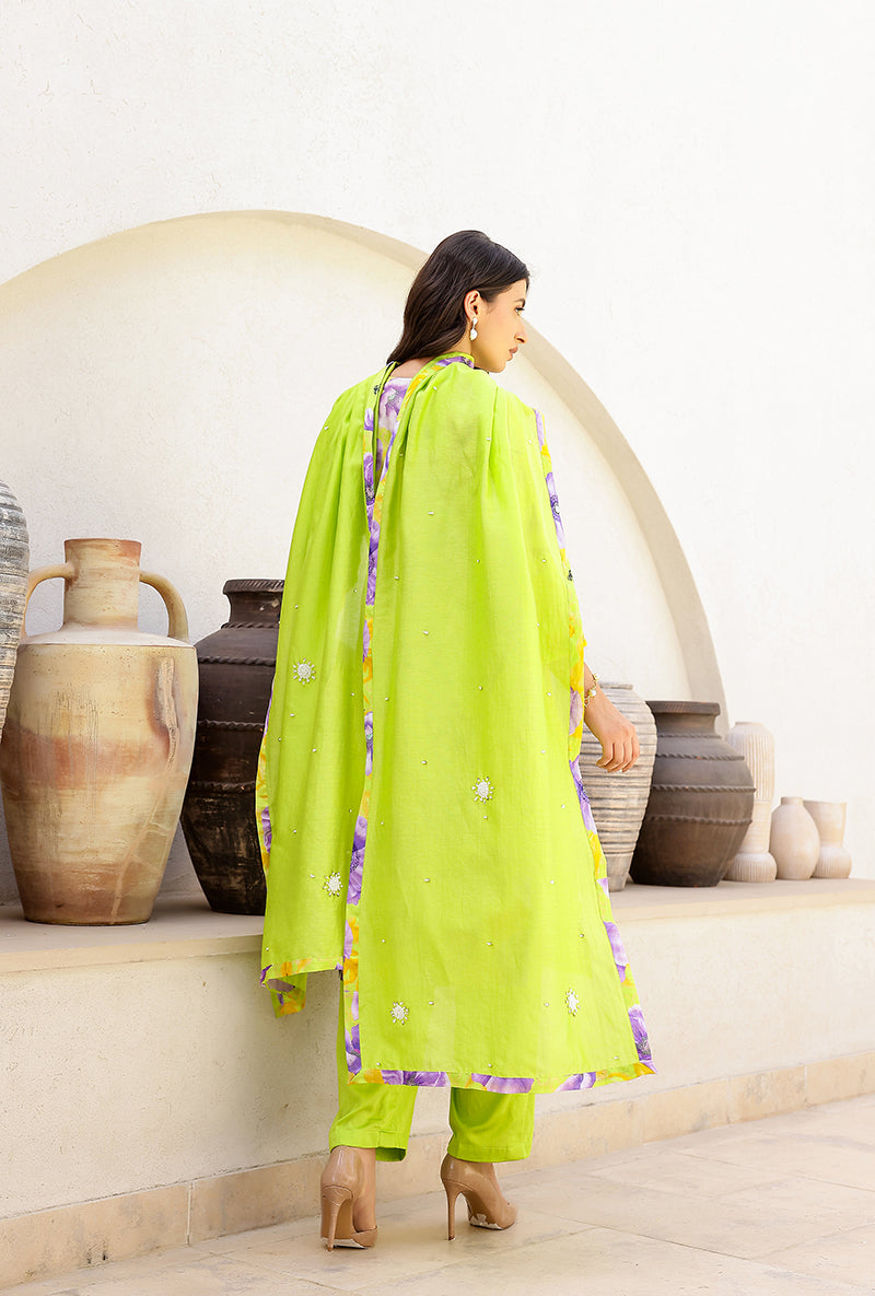 Green Garden Printed Straight Magnolia Kurta Set