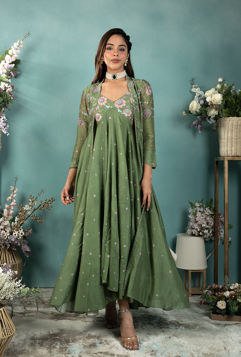 Dark Green Mughal Made In Heaven Jacket Set