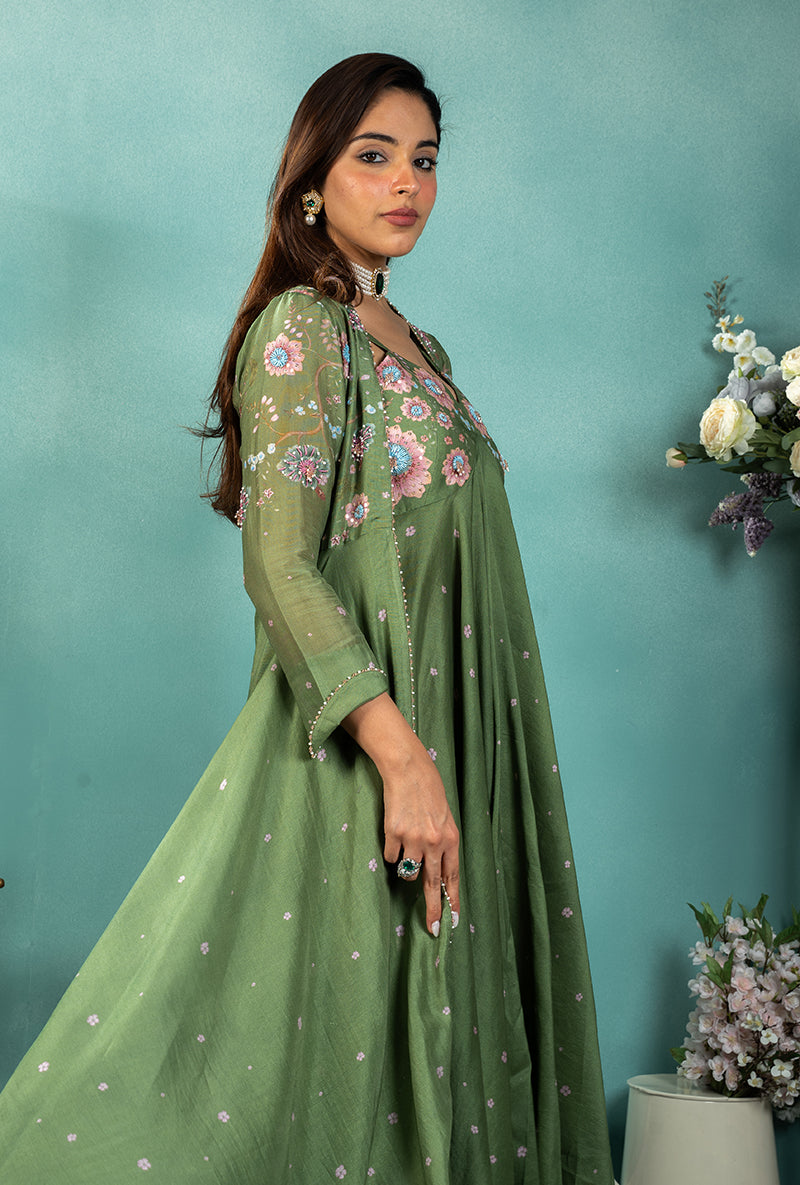 Dark Green Mughal Made In Heaven Jacket Set
