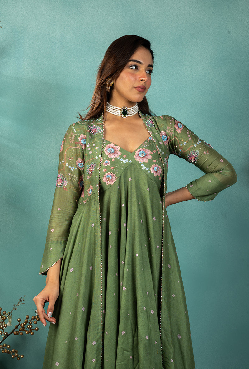 Dark Green Mughal Made In Heaven Jacket Set