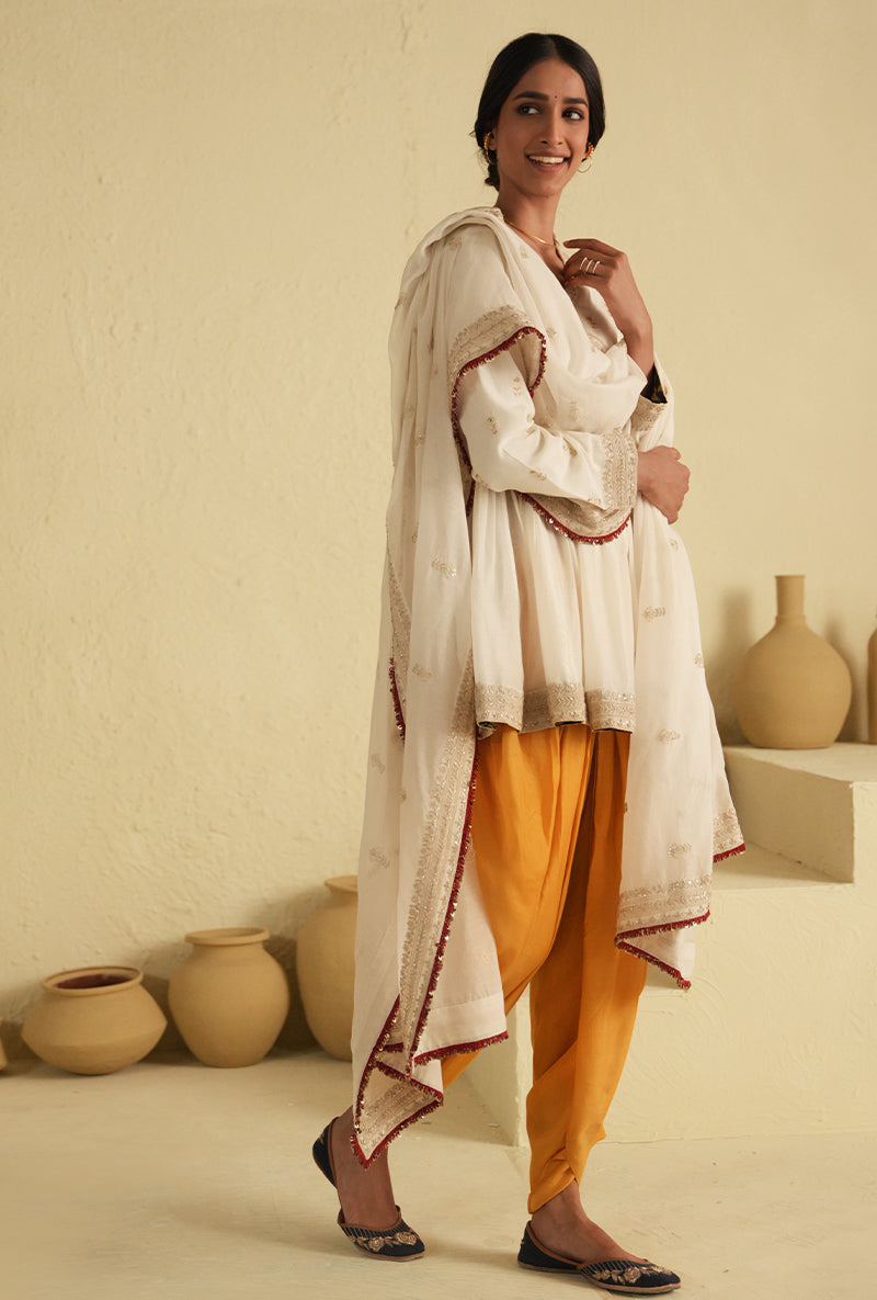 Ivory Angrakha Noorie Dhoti Set