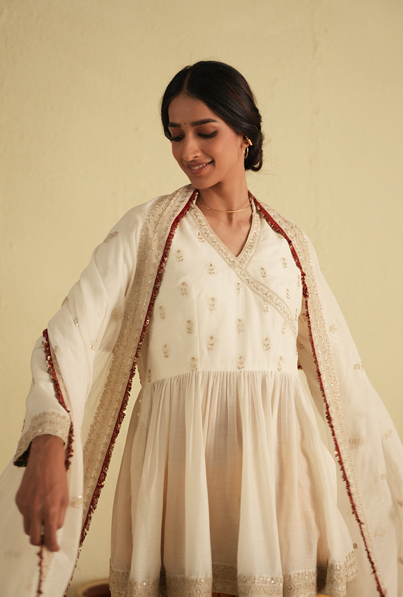 Ivory Angrakha Noorie Dhoti Set