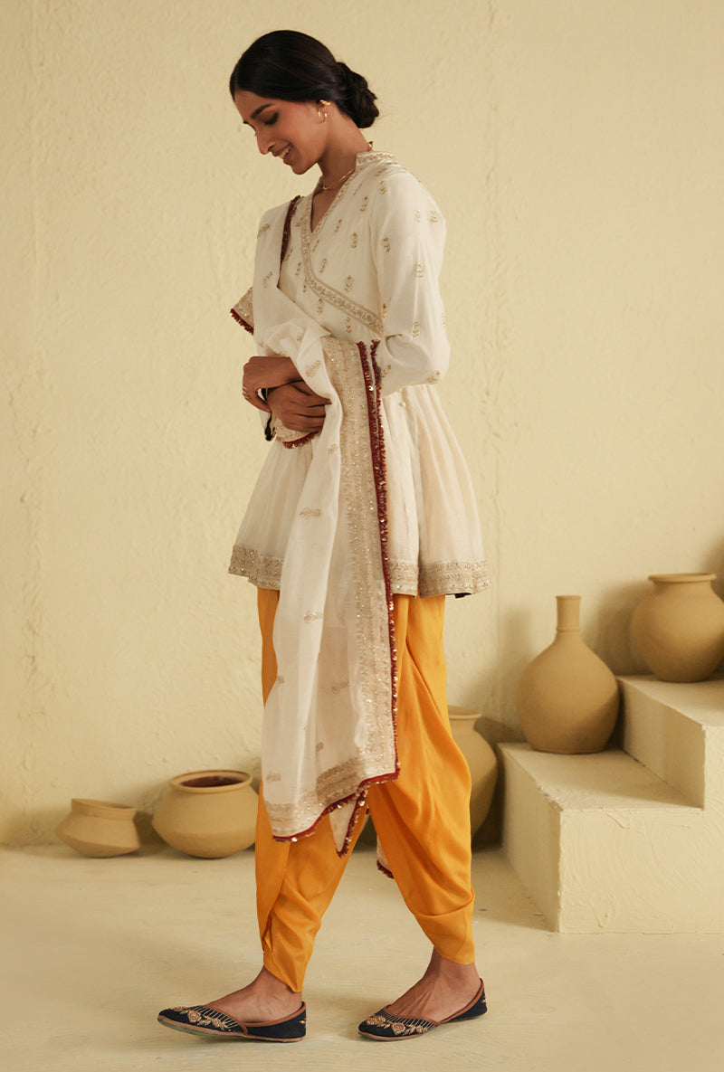 Ivory Angrakha Noorie Dhoti Set