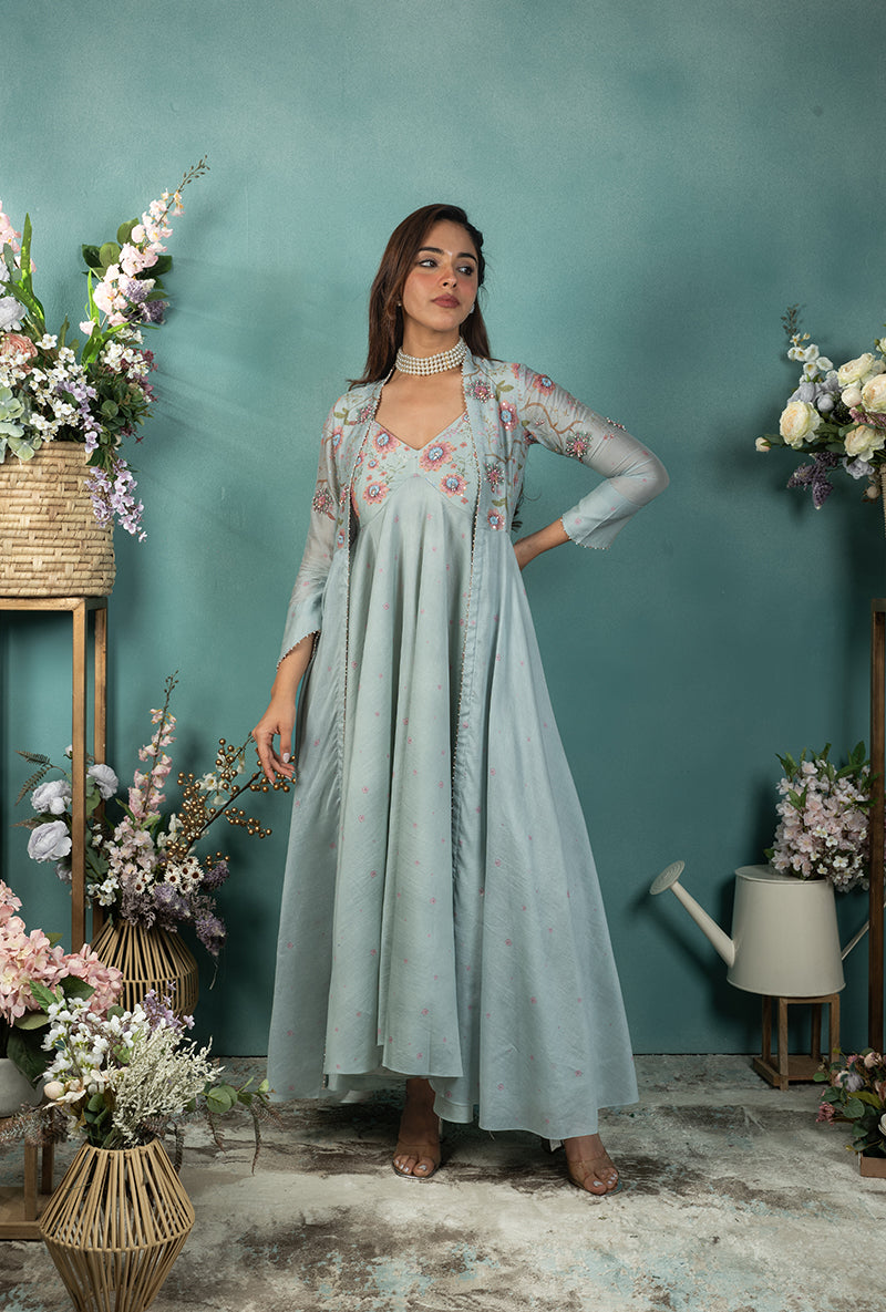 Blue Mughal Made In Heaven Jacket Set