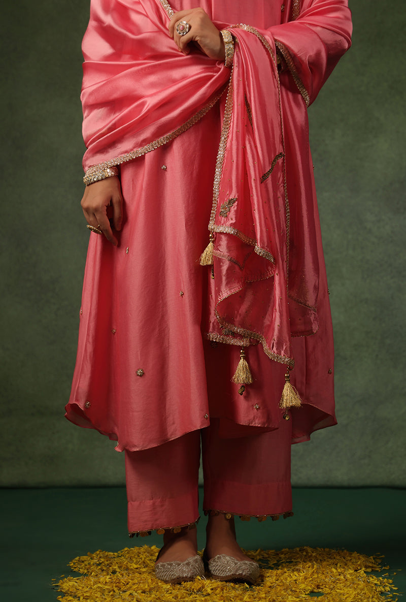 Pink Overlap Neckline Ishq Kurta Set