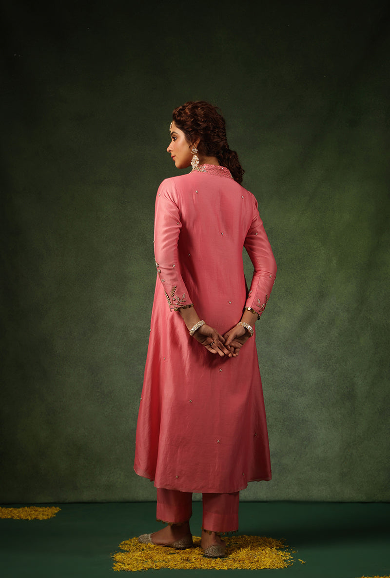 Pink Overlap Neckline Ishq Kurta Set