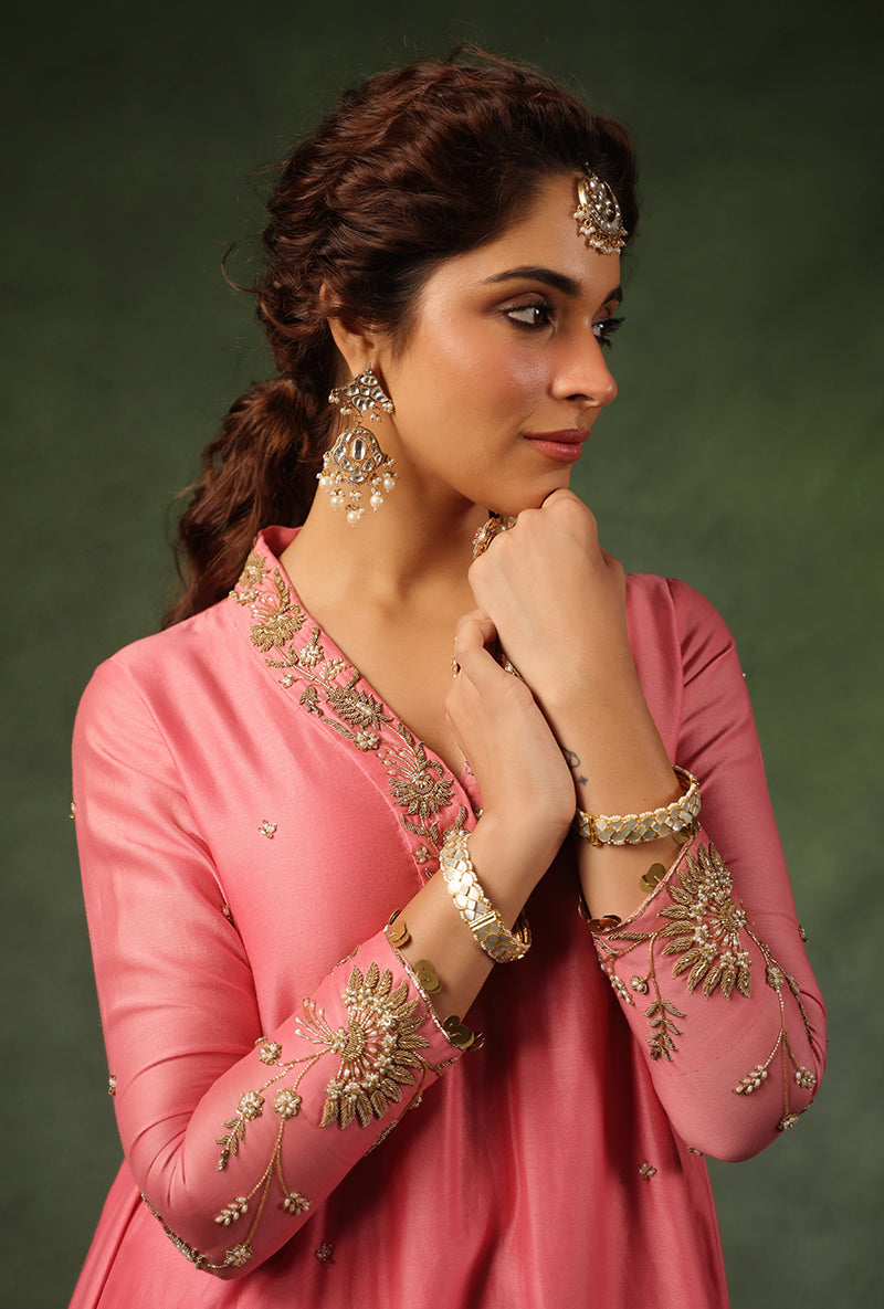 Pink Overlap Neckline Ishq Kurta Set