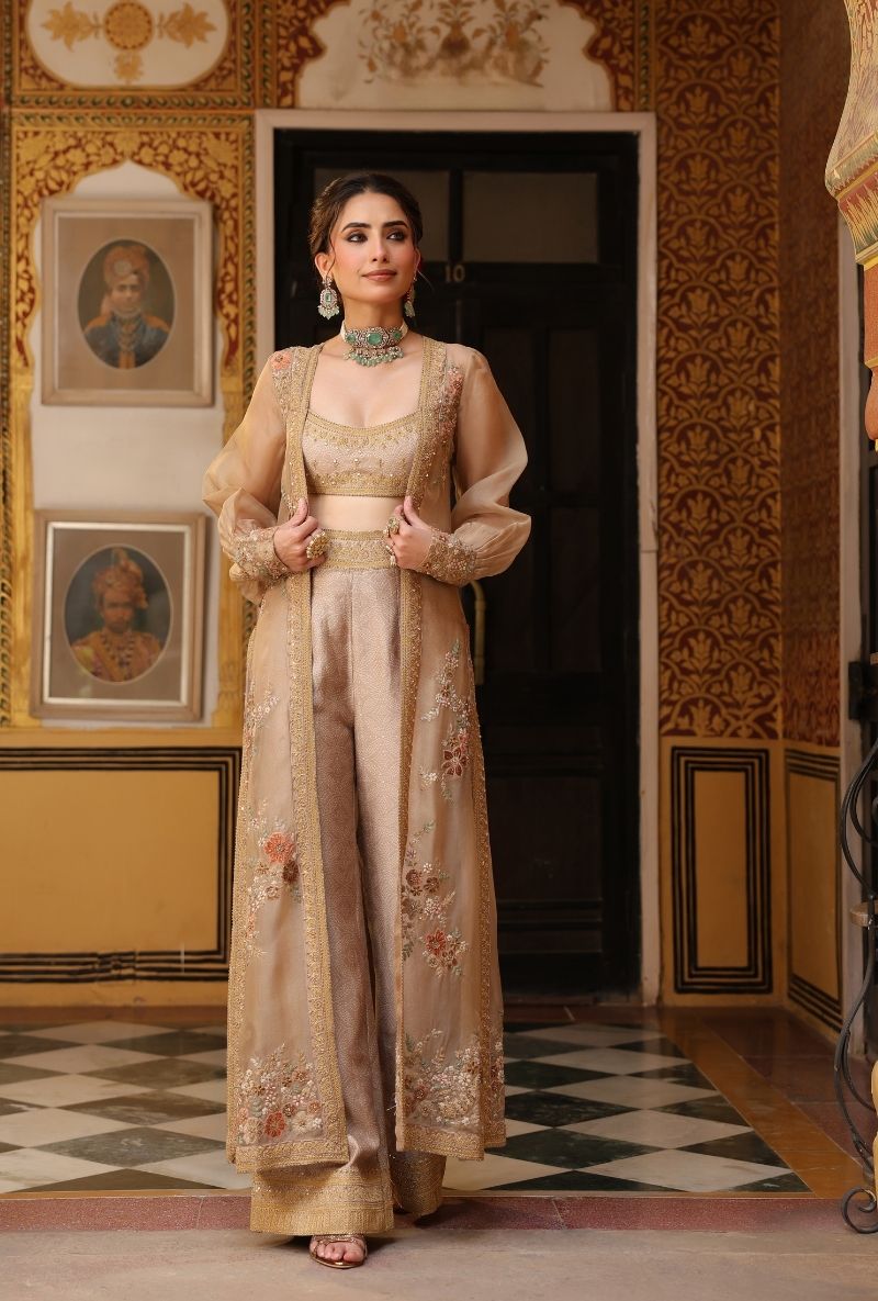 Ivory Mehfil Cape Set