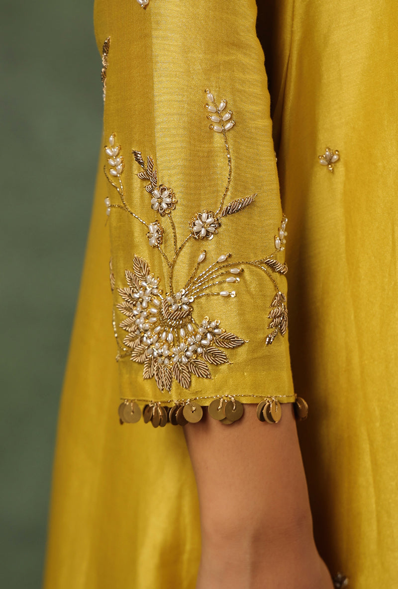 Yellow Overlap Neckline Ishq Kurta Set