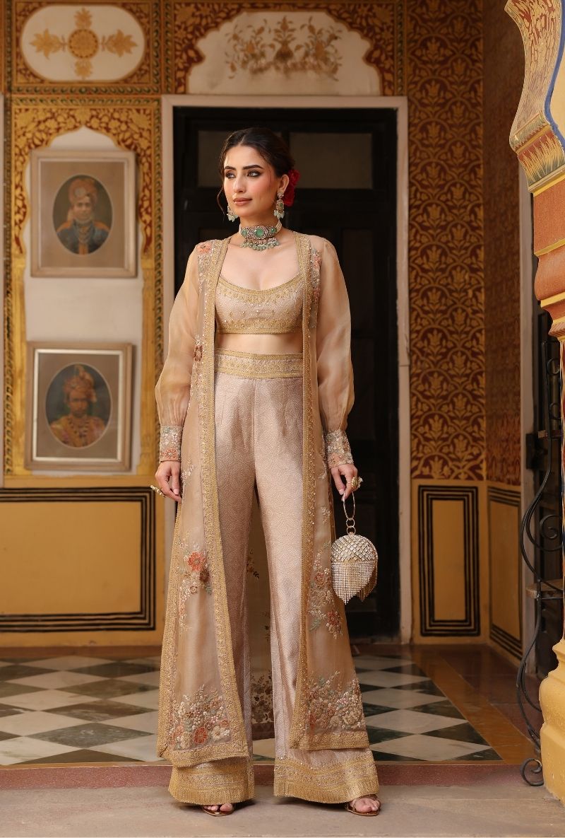 Ivory Mehfil Cape Set