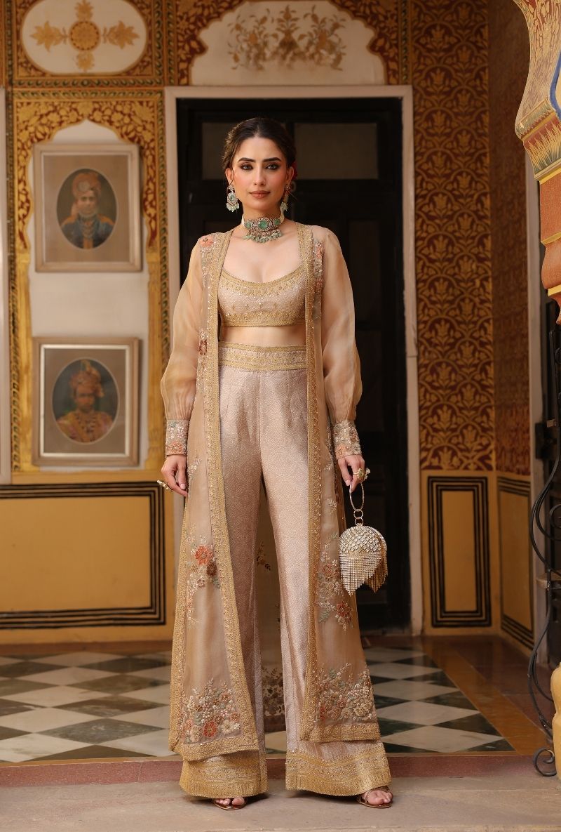 Ivory Mehfil Cape Set