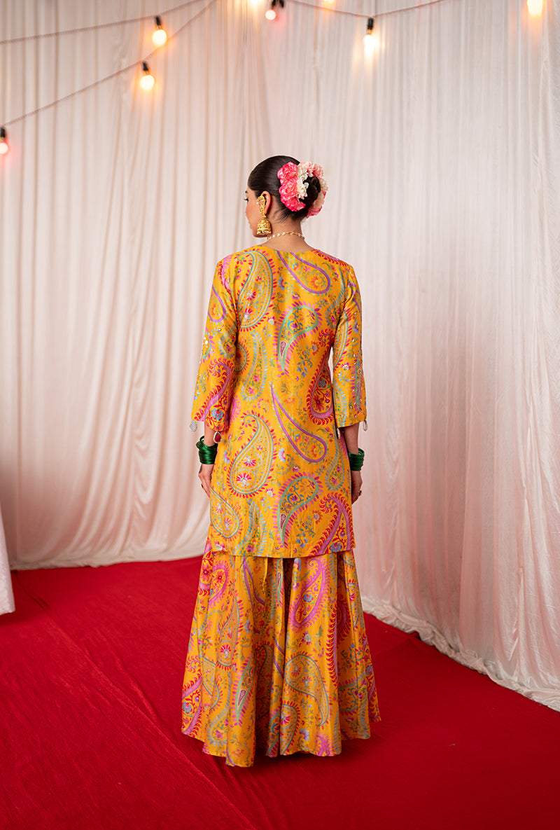 Yellow Printed Kikli Sharara Set