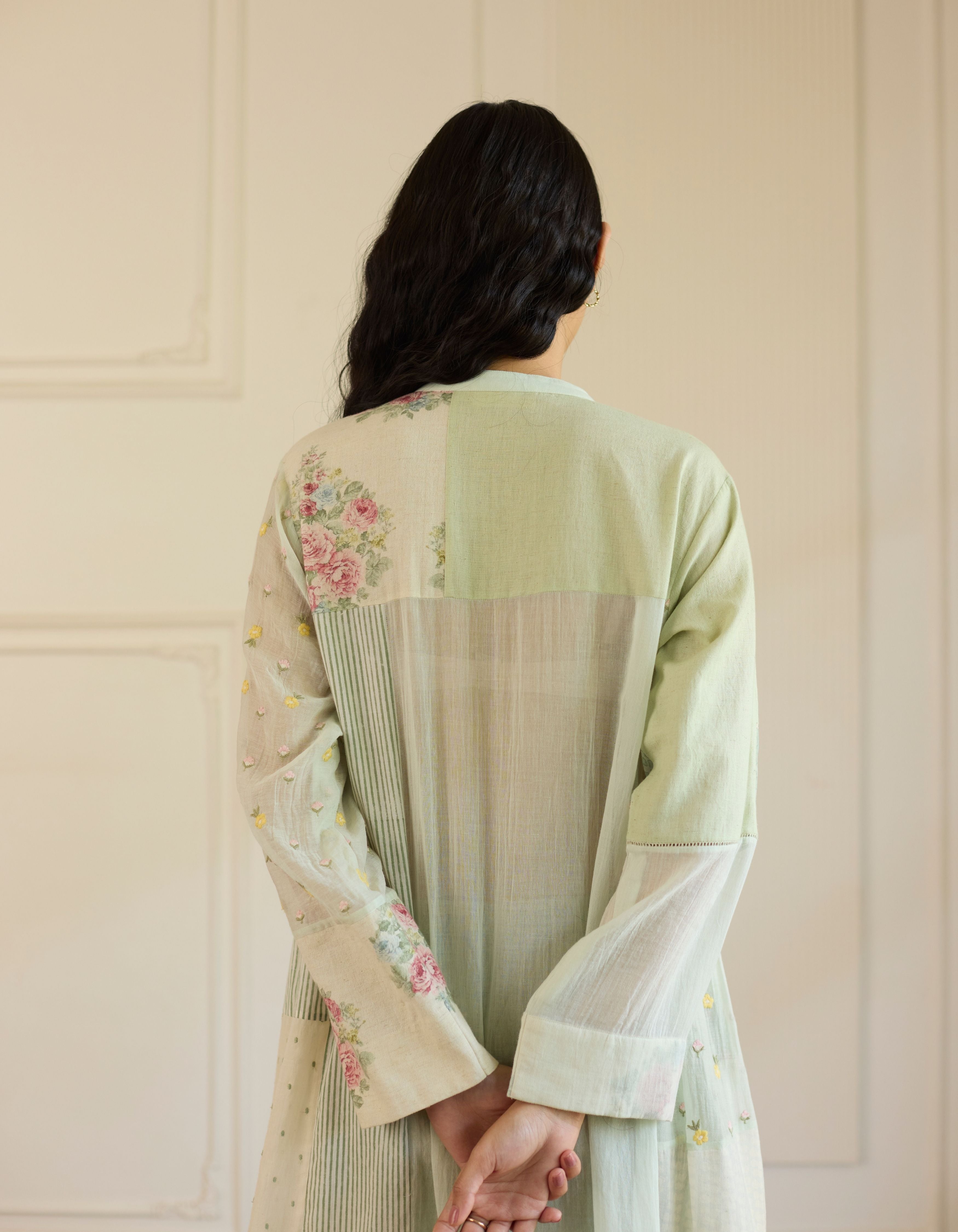 Mint Green Patchwork Printed Amelia Kurta Set
