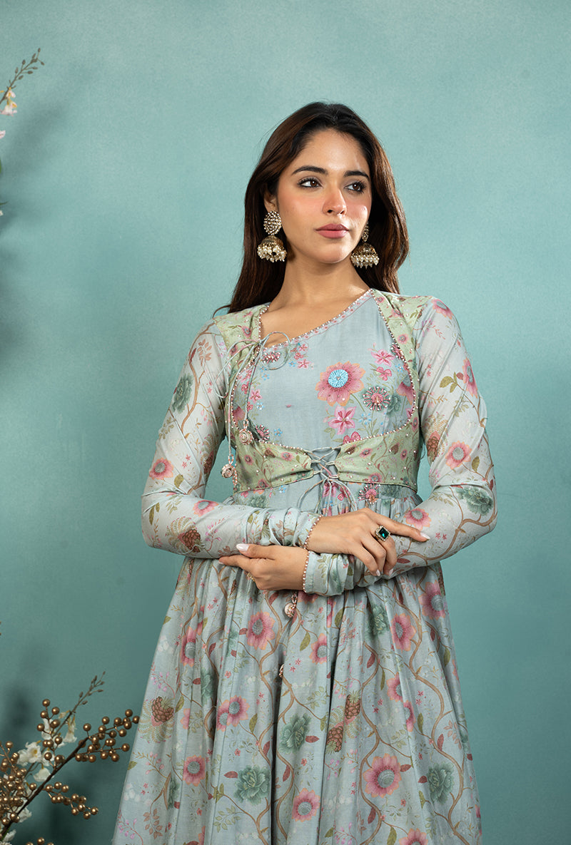 Blue Mughal Koti Made In Heaven Anarkali Set