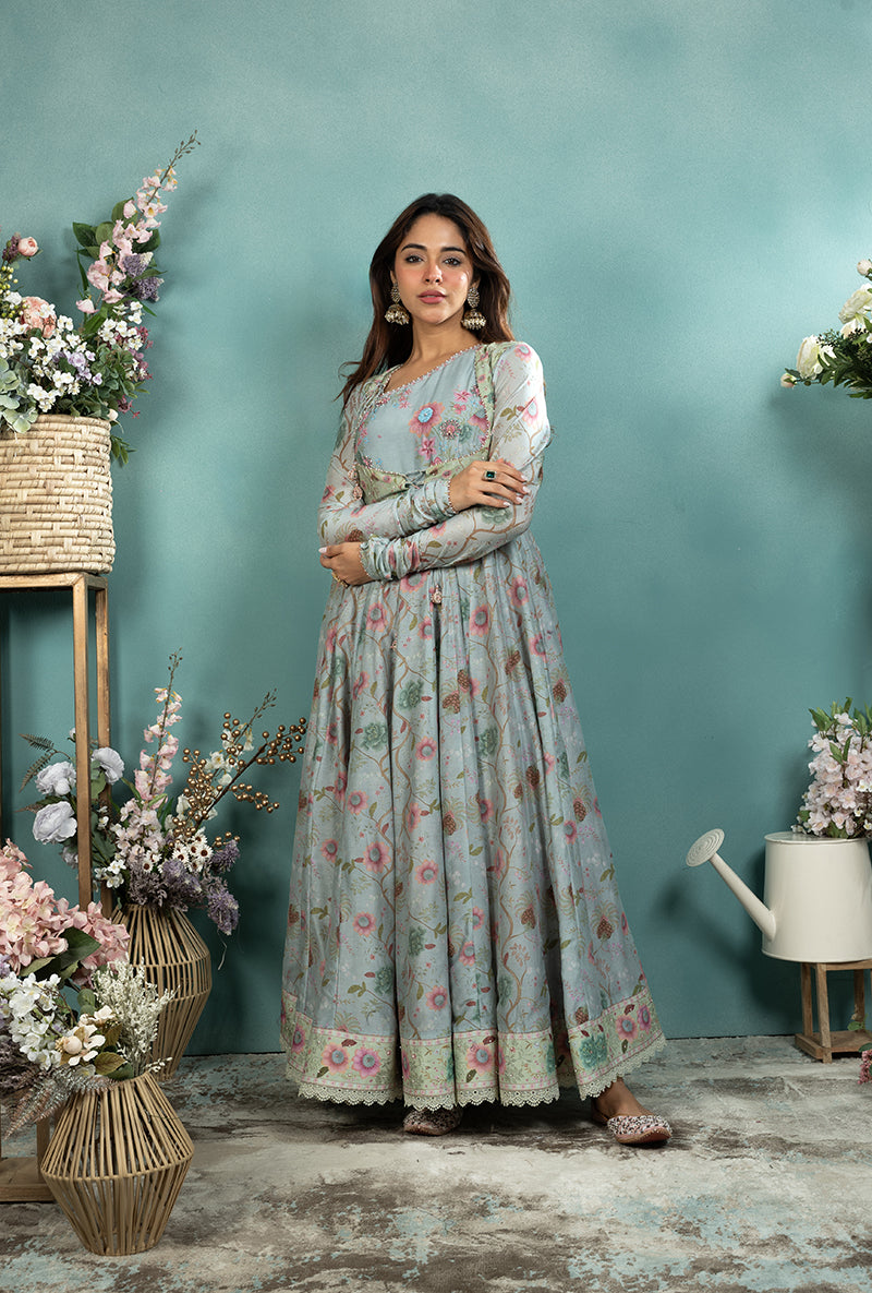 Blue Mughal Koti Made In Heaven Anarkali Set