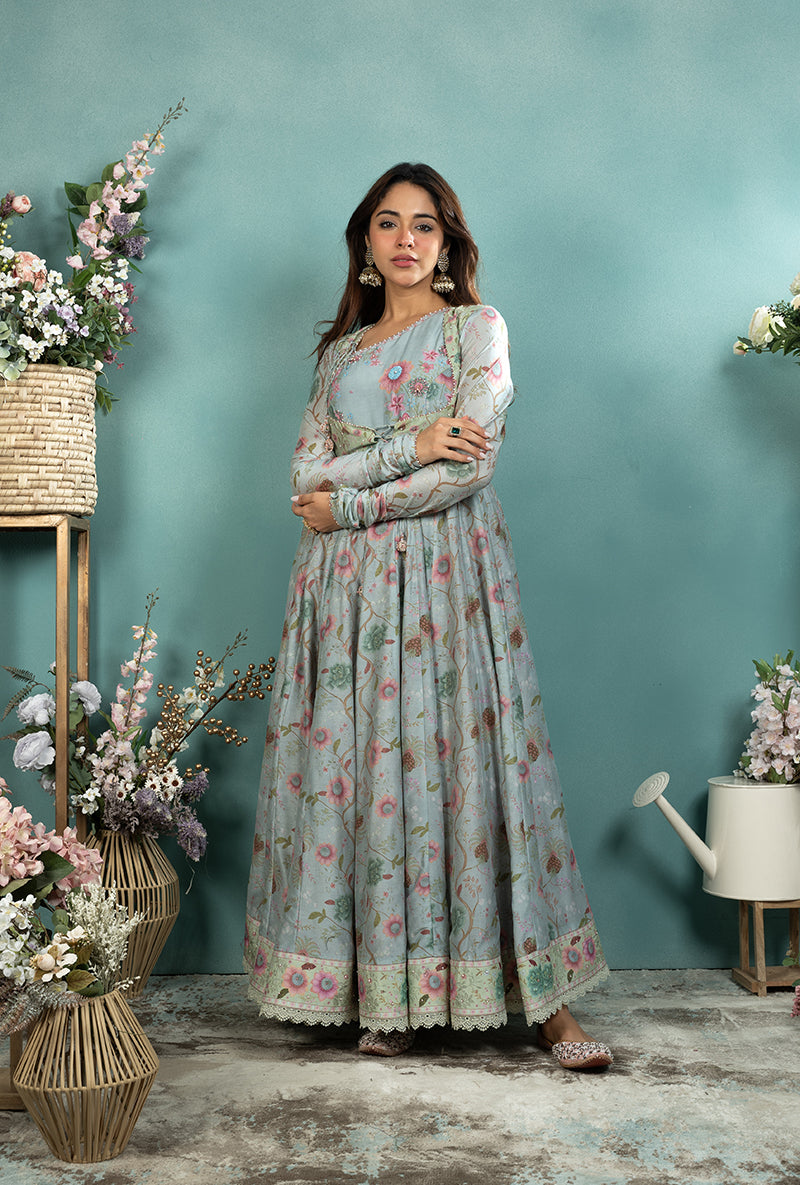 Blue Mughal Koti Made In Heaven Anarkali Set