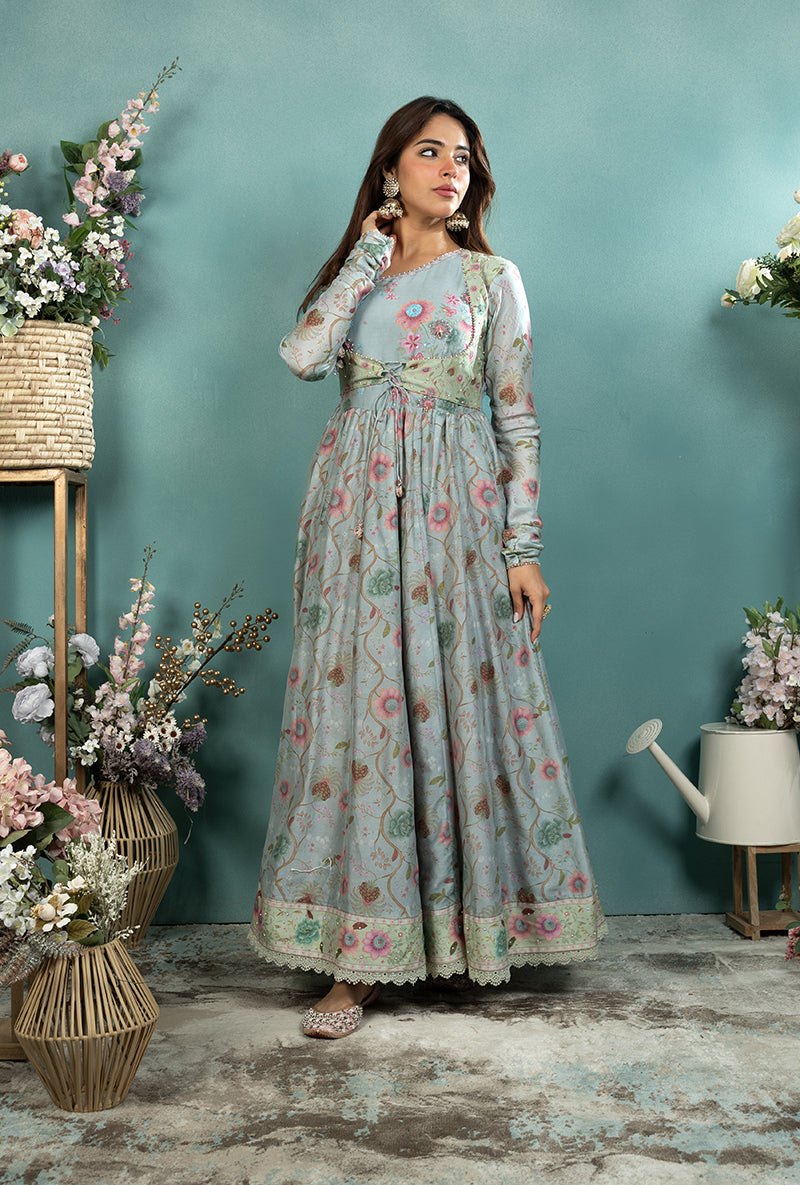 Blue Mughal Koti Made In Heaven Anarkali Set