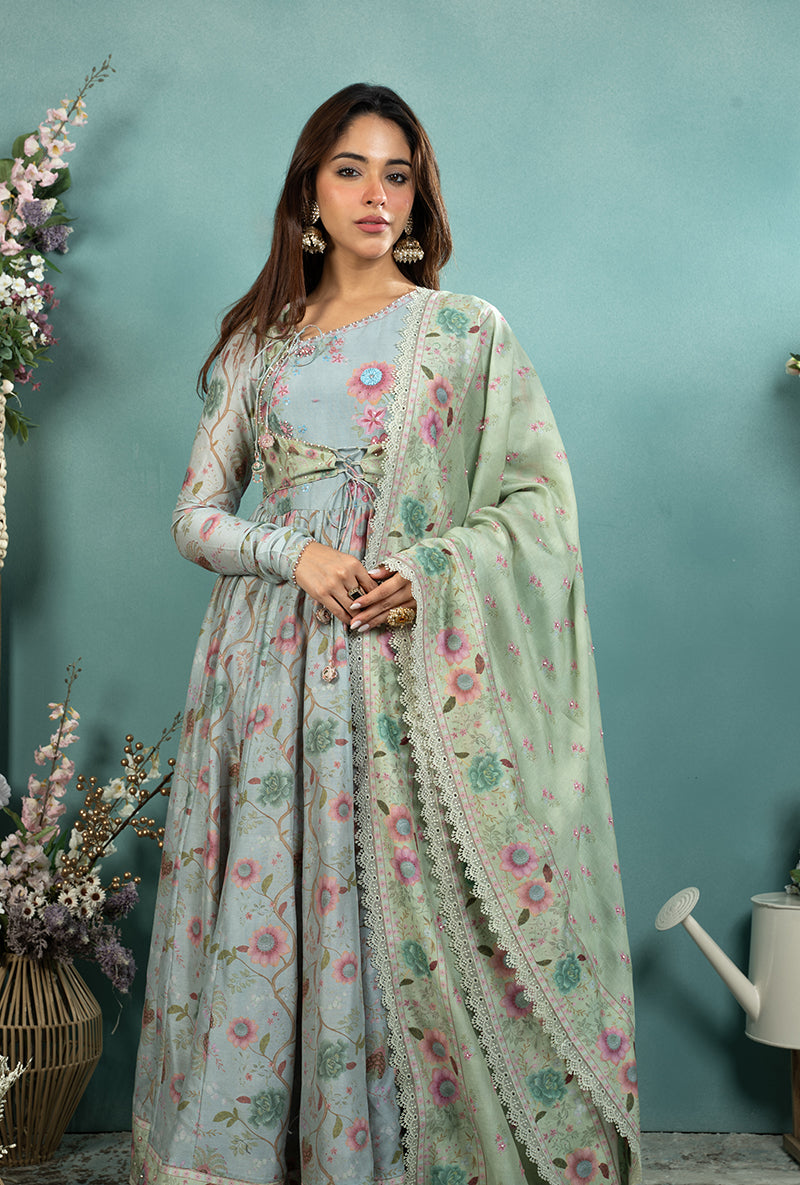 Blue Mughal Koti Made In Heaven Anarkali Set