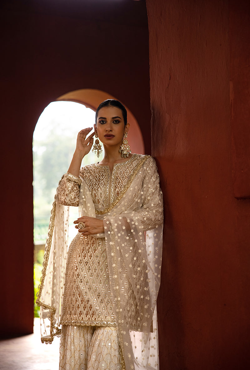 Soumya Puri In Ivory Sequin And Jaal Hoor 3.0 Gharara Set