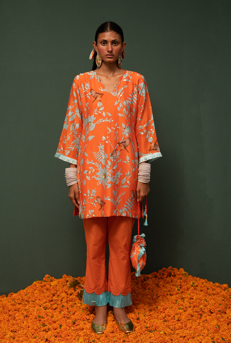 Orange Short Sasha Kurta Set