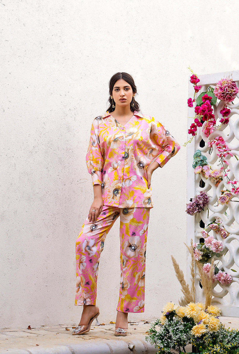Pink Garden Printed Magnolia Co-ord Set