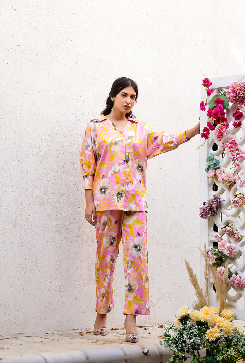 Pink Garden Printed Magnolia Co-ord Set